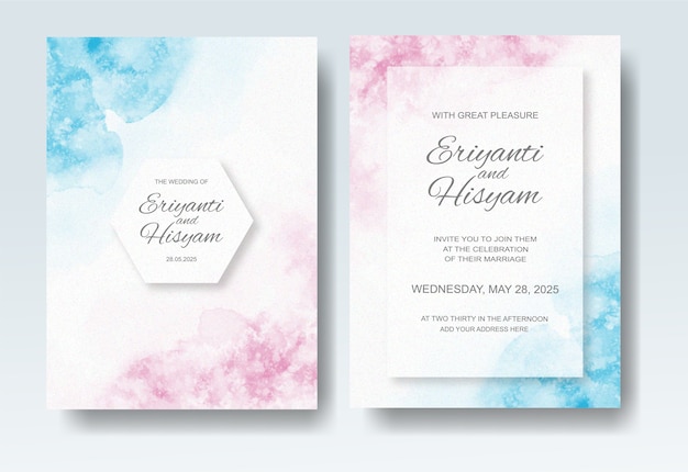 Invitation De Mariage Avec Aquarelle Splash Abstraite