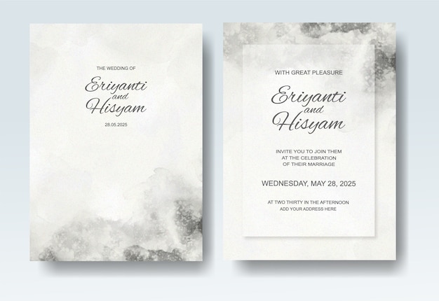 Invitation De Mariage Avec Aquarelle Splash Abstraite