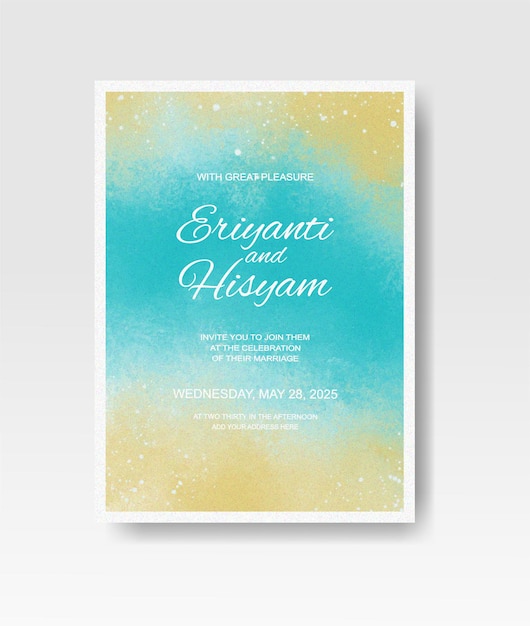 Invitation De Mariage Avec Aquarelle Splash Abstraite