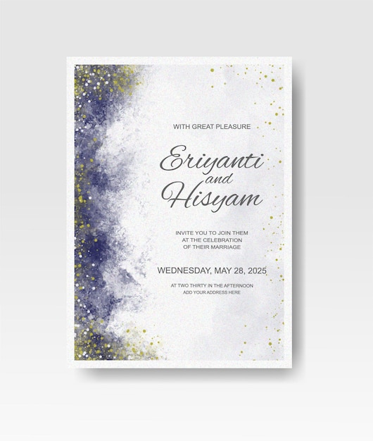 Invitation De Mariage Avec Aquarelle Splash Abstraite