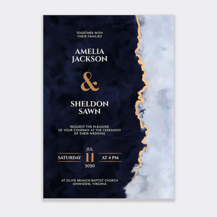 Vecteur invitation de mariage aquarelle