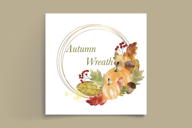 Vecteur invitation de mariage automne aquarelle