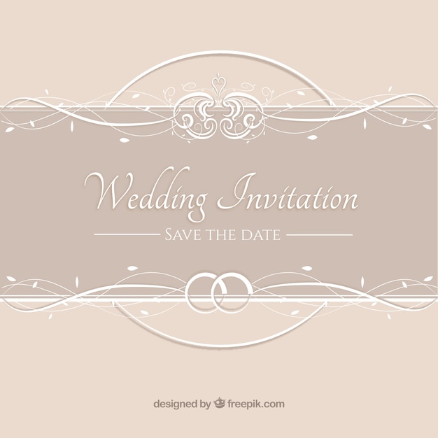 invitation de mariage beige vintage
