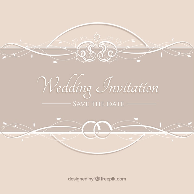 Vecteur invitation de mariage beige vintage