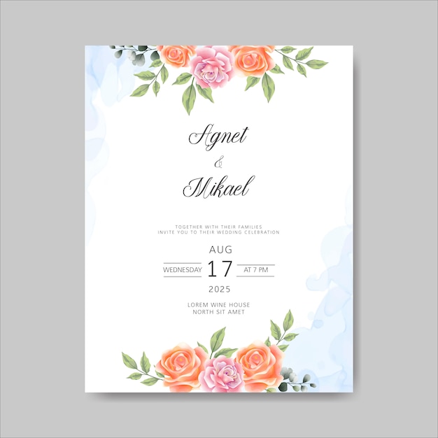 Invitation De Mariage Avec De Belles Fleurs