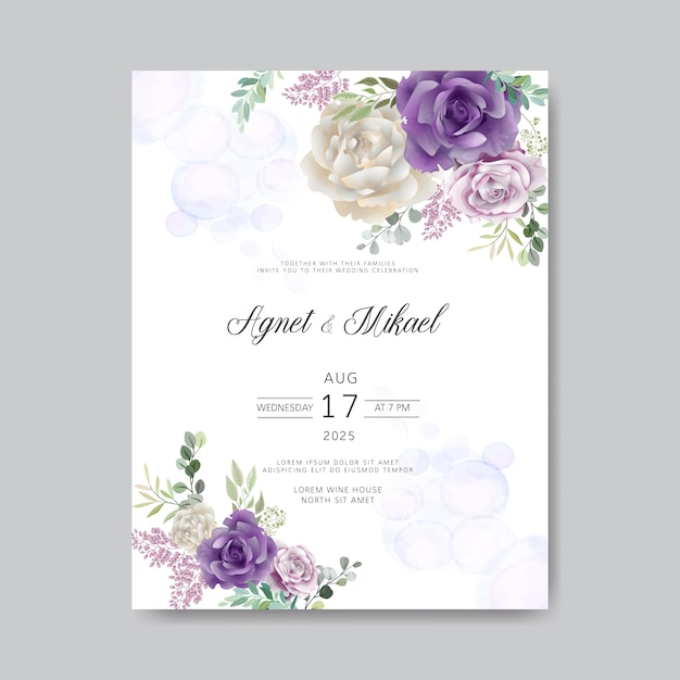 Invitation De Mariage Avec De Belles Fleurs