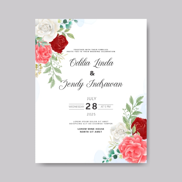 Invitation De Mariage Avec De Belles Fleurs