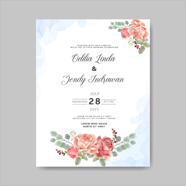 Invitation De Mariage Avec De Belles Fleurs