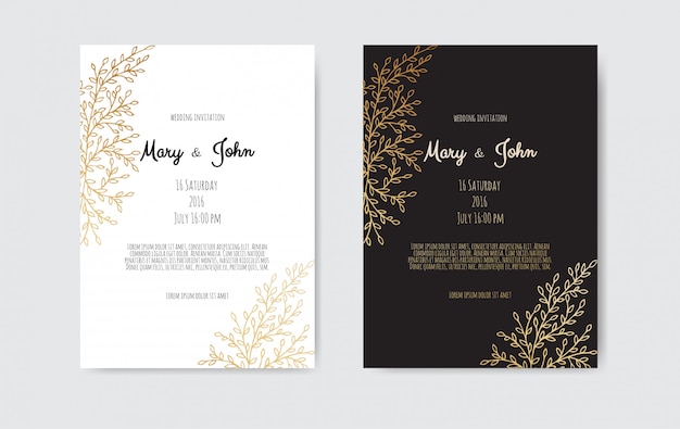 Invitation De Mariage Botanique Avec Des éléments Floraux