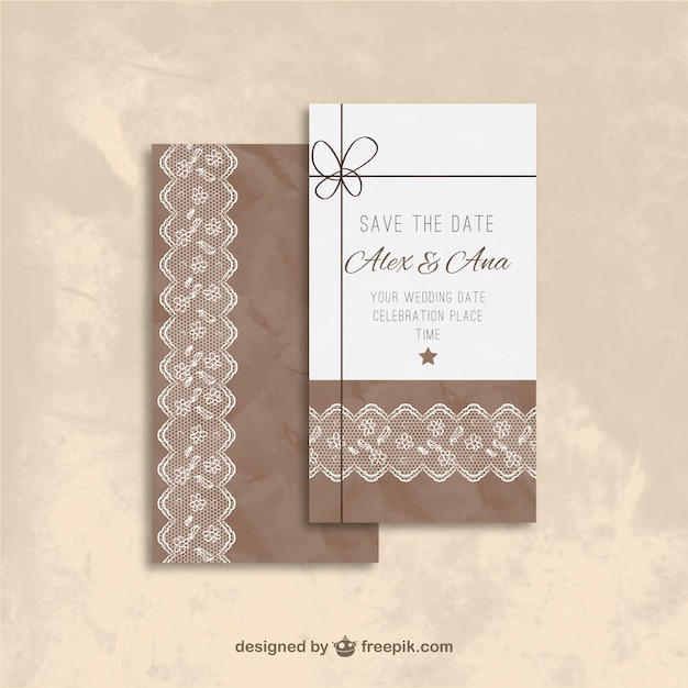 Vecteur invitation de mariage brown