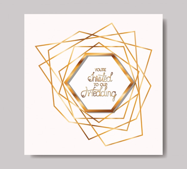 invitation de mariage avec cadre doré