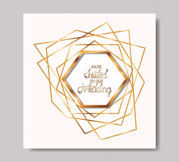 Invitation De Mariage Avec Cadre Doré