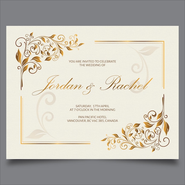 Vecteur invitation de mariage avec décoration de cadre floral