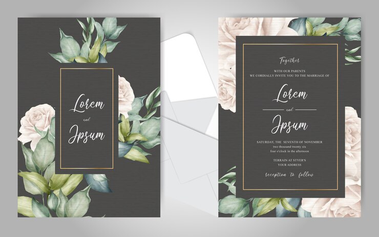 Invitation de mariage élégant avec aquarelle et arrangement floral