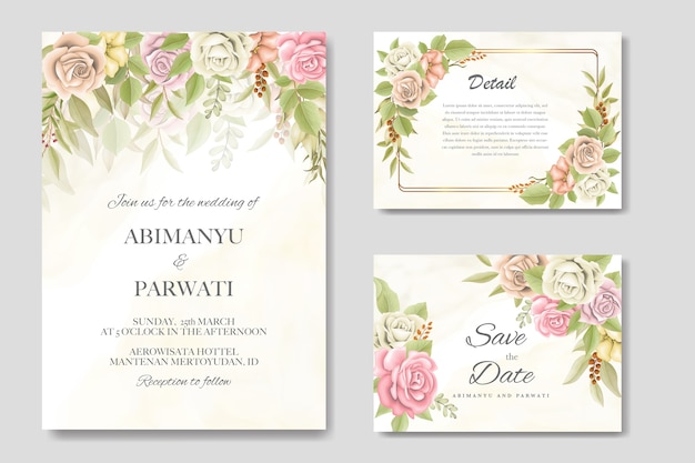 Invitation De Mariage élégant Avec Des Fleurs