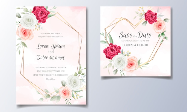 Invitation De Mariage élégant Avec Fond Aquarelle Floral