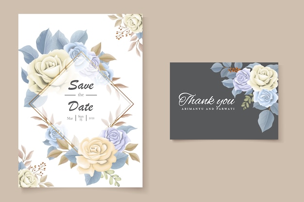 Invitation de mariage élégante belle floral doux et laisse