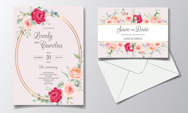 Invitation De Mariage élégante Avec Cadre Floral