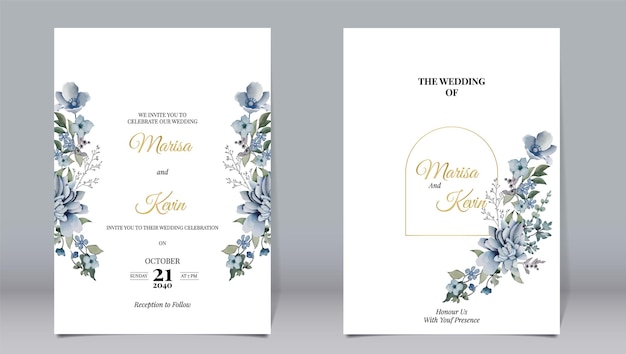 Invitation de mariage élégante avec divers éléments de ligne dorée de style aquarelle et fond blanc