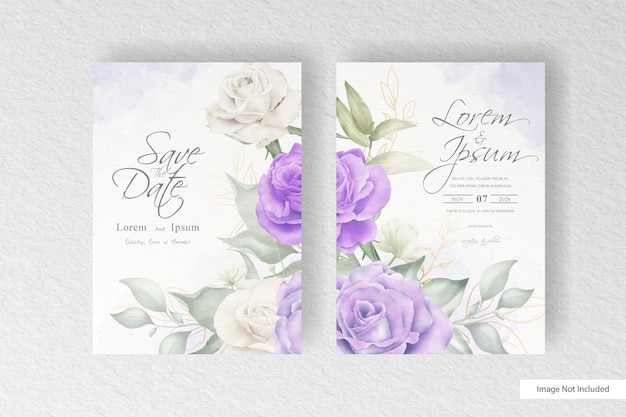 Invitation De Mariage élégante Sertie De Fleurs Et De Feuilles à L'aquarelle