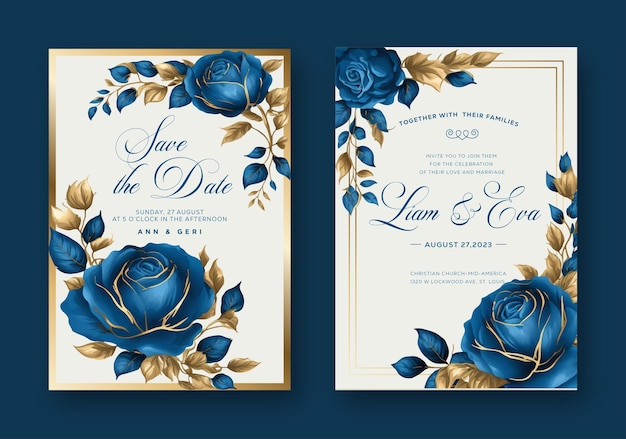 Vecteur invitation de mariage élégante vectorielle avec belle fleur de peinture à l'aquarelle