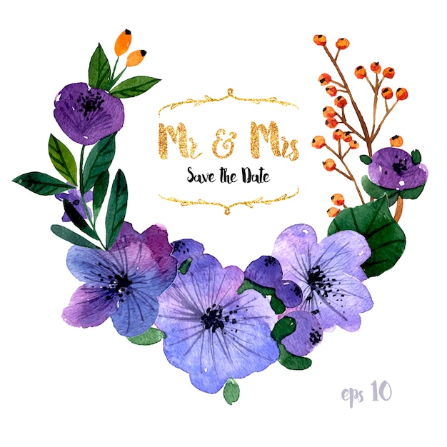 Invitation De Mariage Avec La Fleur D'aquarelle