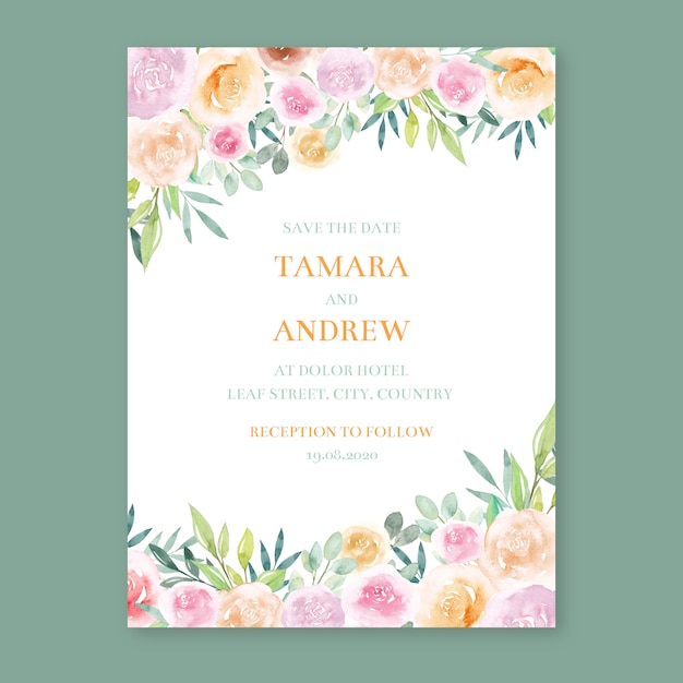 Invitation De Mariage De Fleurs Aquarelle