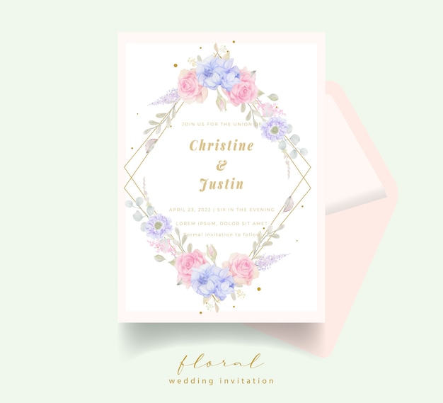 Invitation De Mariage Avec Des Fleurs à L'aquarelle