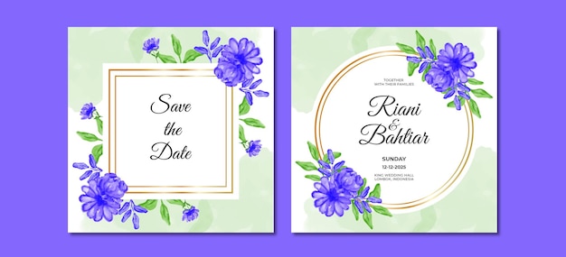 Invitation De Mariage Avec Des Fleurs à L'aquarelle