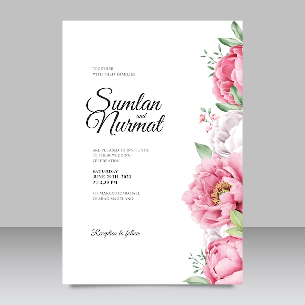 Invitation De Mariage Avec Fleurs Et Feuilles