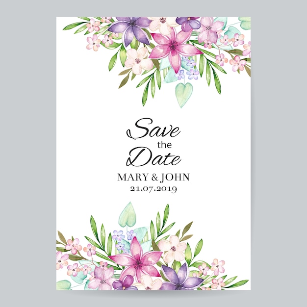 Invitation De Mariage Floral D'aquarelle