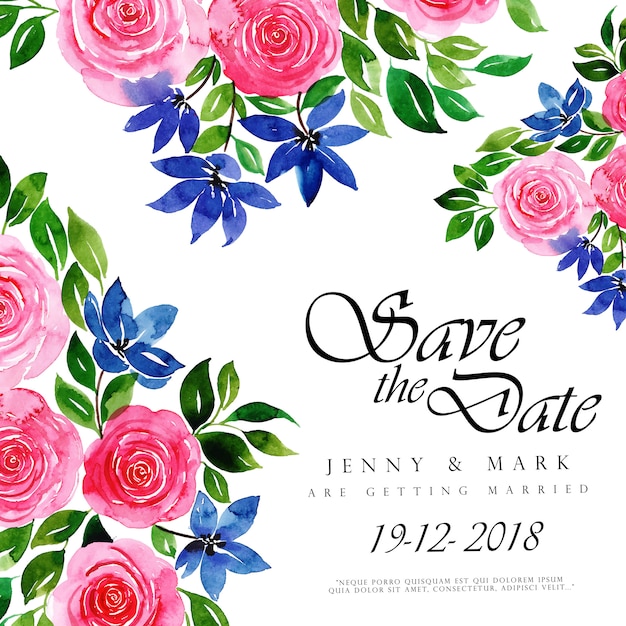 Invitation De Mariage Floral D'aquarelle