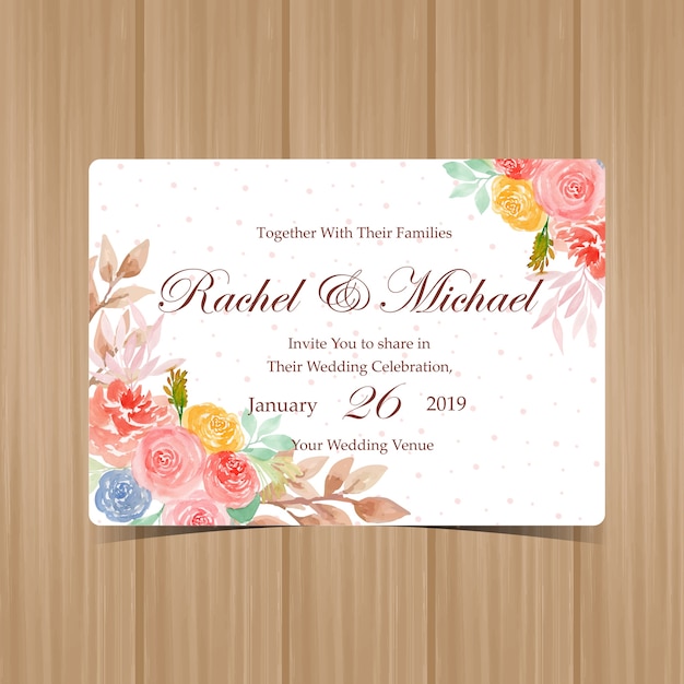 Invitation De Mariage Floral Avec De Belles Fleurs