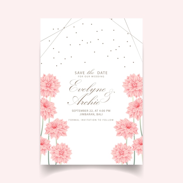 Invitation De Mariage Floral Avec Fleur De Dahlia