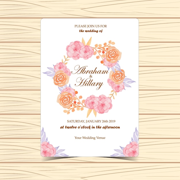 Invitation De Mariage Floral Avec Des Fleurs D'automne