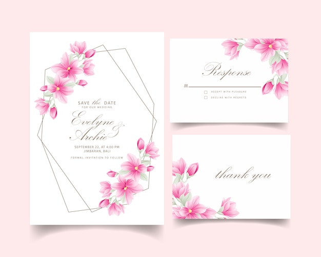 Invitation De Mariage Floral Avec Des Fleurs De Magnolia