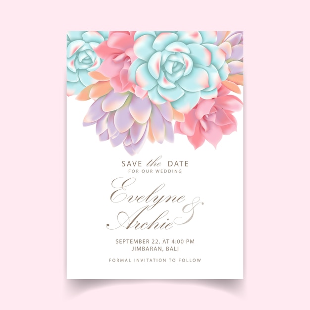 Invitation De Mariage Floral Avec Des Plantes Succulentes