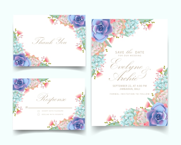 Invitation De Mariage Floral Avec Des Plantes Succulentes