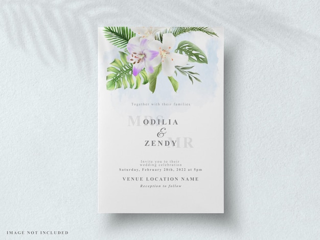 Vecteur invitation de mariage floral tropical