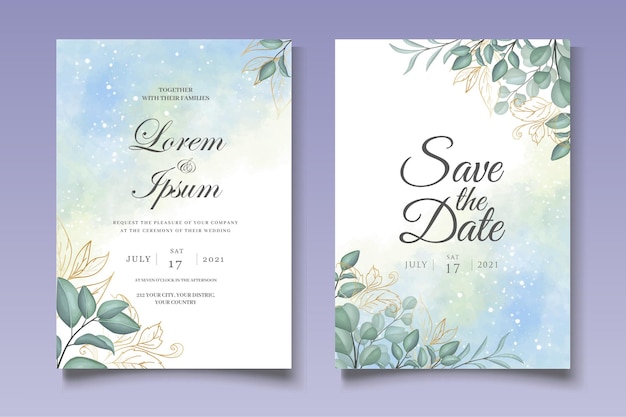 Invitation de mariage floral de verdure dessiné à la main
