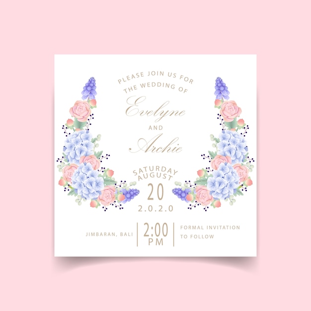 Vecteur invitation de mariage floral