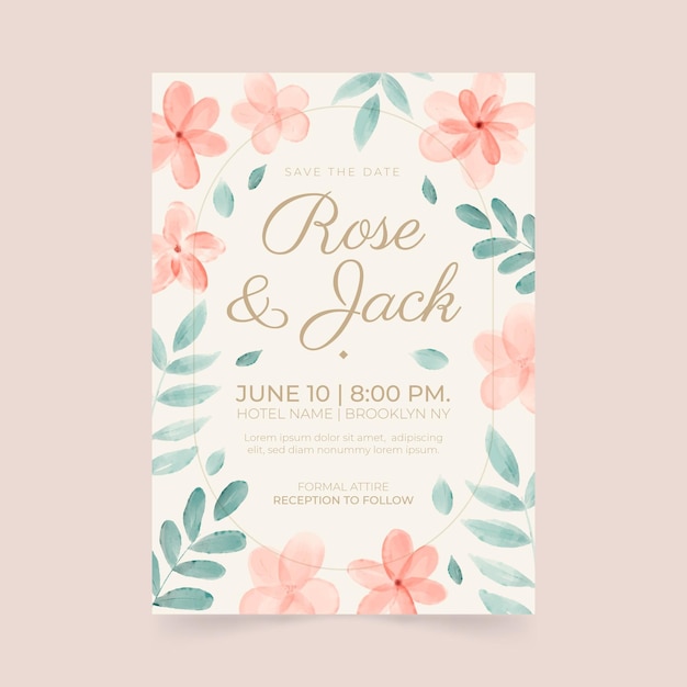 Invitation de mariage floral
