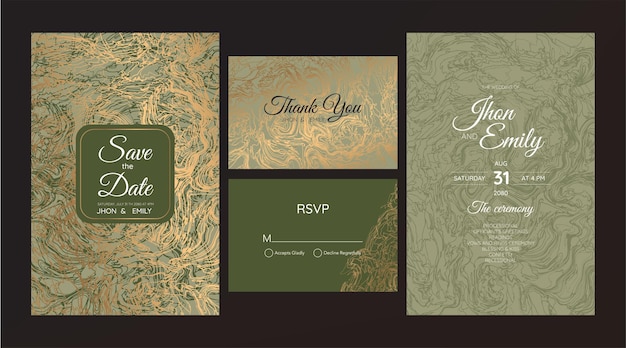 Invitation De Mariage, Fond Abstrait De Ligne, Texture De Luxe Et D'or.