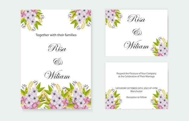 Invitation De Mariage Avec Fond Floral