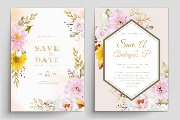 Invitation De Mariage Avec Illustration Florale