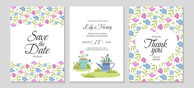 Vecteur invitation de mariage de jardin rustique affiches de mariage de printemps modèle d'arrière-plan pour les cartes de vœux