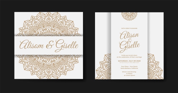 Invitation De Mariage De Luxe Avec Un Design De Mandala En Or