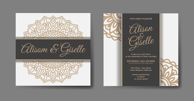 Invitation De Mariage De Luxe Avec Un Design De Mandala En Or