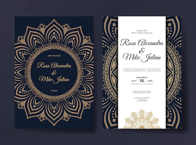 Invitation De Mariage De Luxe élégant Avec Un Design De Mandala