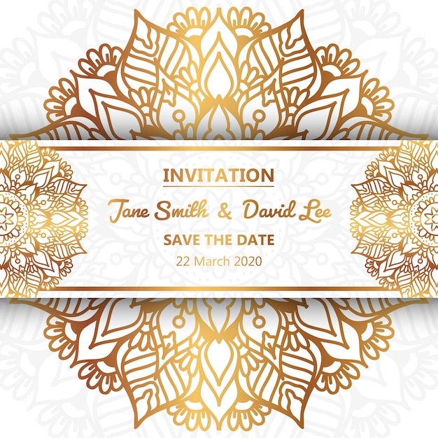 Invitation De Mariage De Luxe Avec L'ornement De Mandala